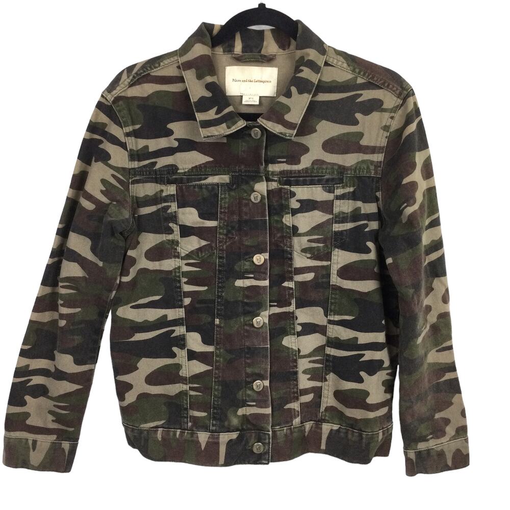 Pilcro and the Letterpress 90s Y2K Grunge Utility Chic Camo Denim Jacket Size S